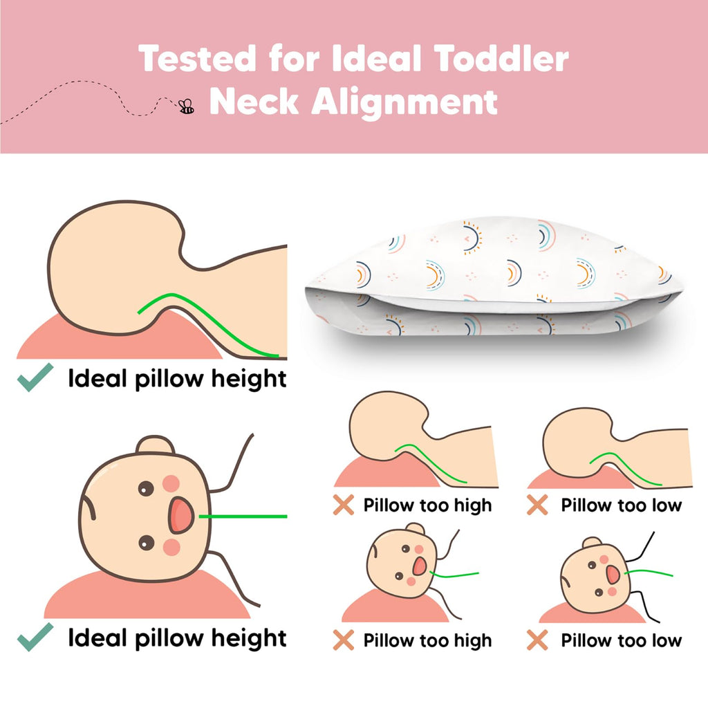 KeaBabies Organic Toddler Pillow with Pillowcase,Jumbo 14X20(Jolly Rainbow)