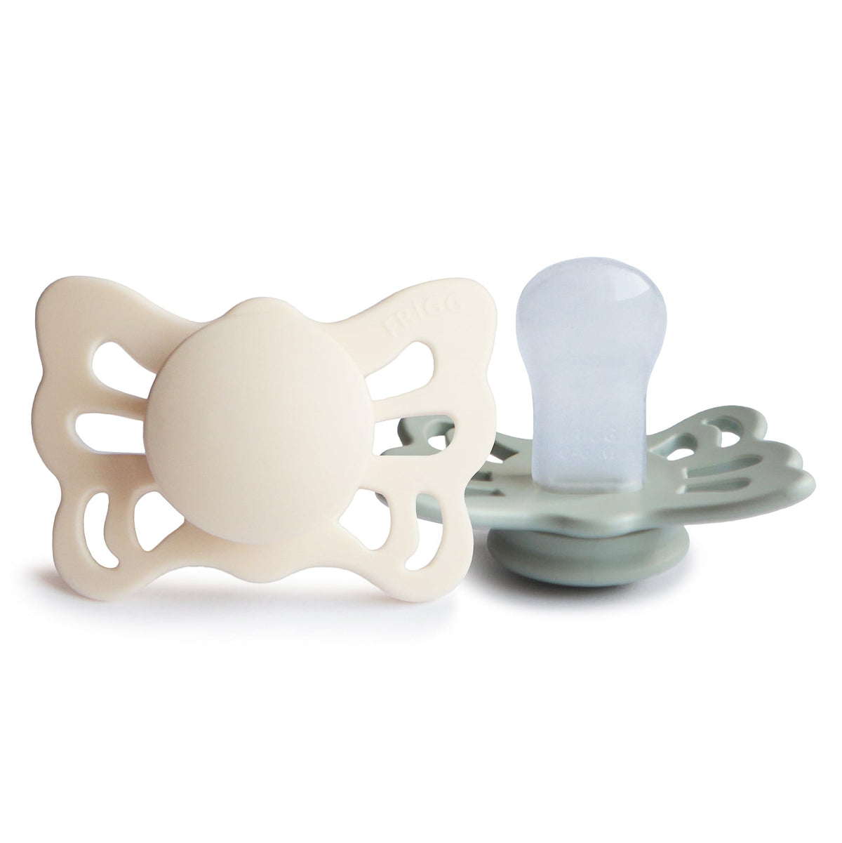 FRIGG Butterfly Anatomical SilkySoft Silicone Baby Pacifier | Made in Denmark | BPA-Free (Cedar/Baby Pink, 0-6 Months)