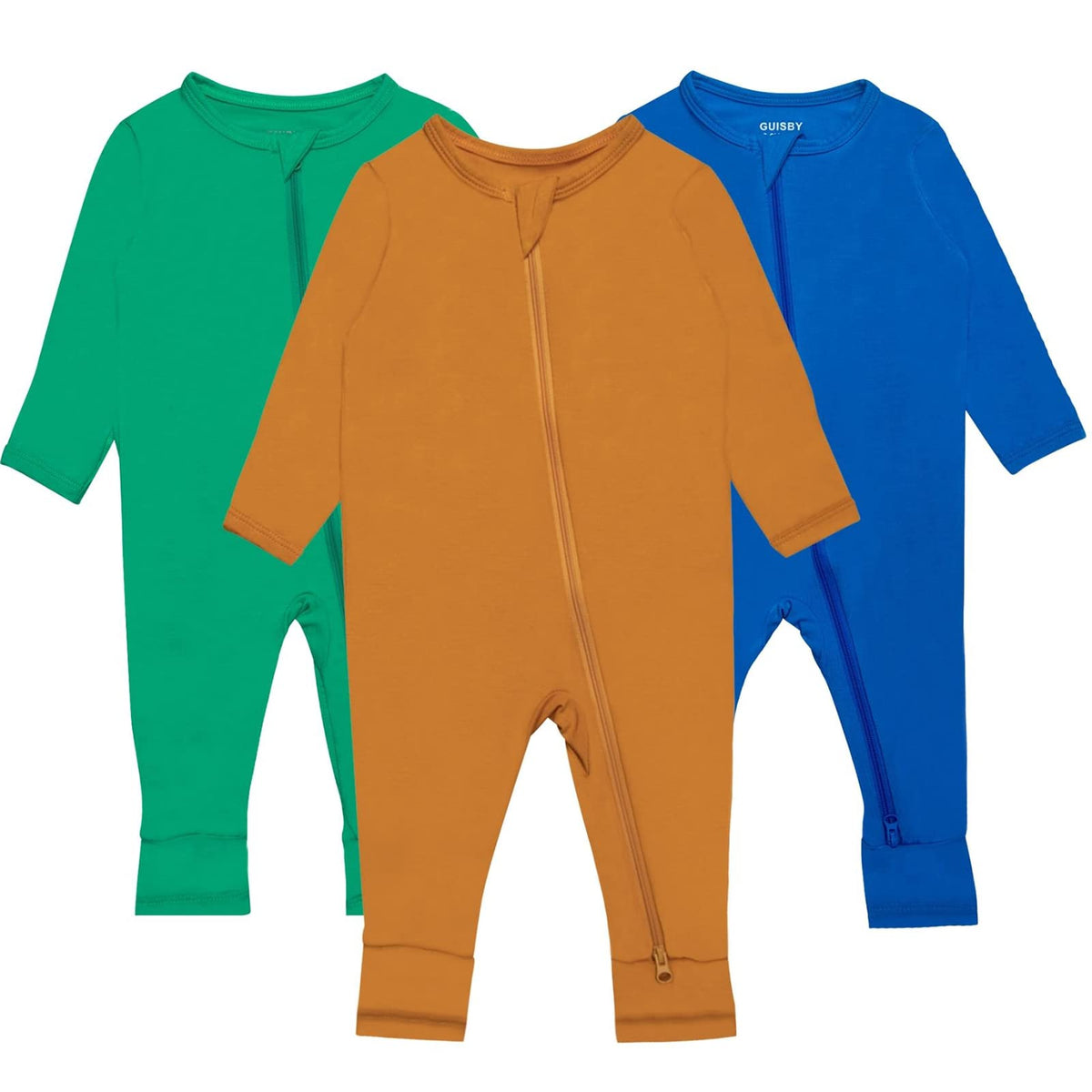 GUISBY Baby Rayon 2-Way Zip Footless Pajamas, 3-Pack, 12-18M