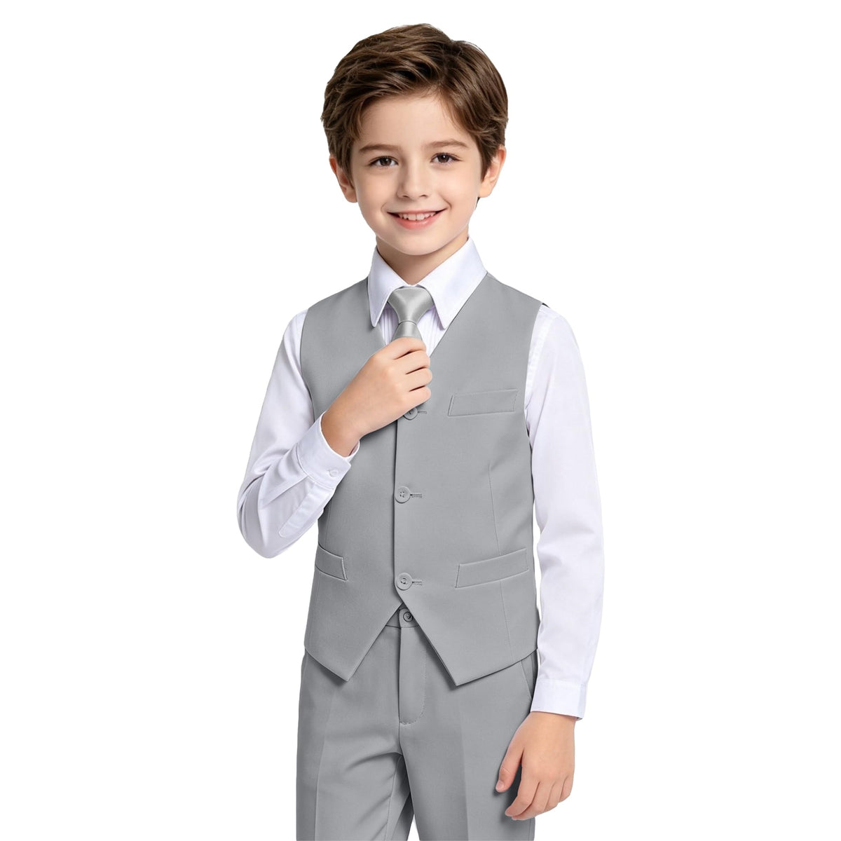 Lycody Boys Suit Vest Set Formal Dress Suits Wedding Outfit, Black, Size 10