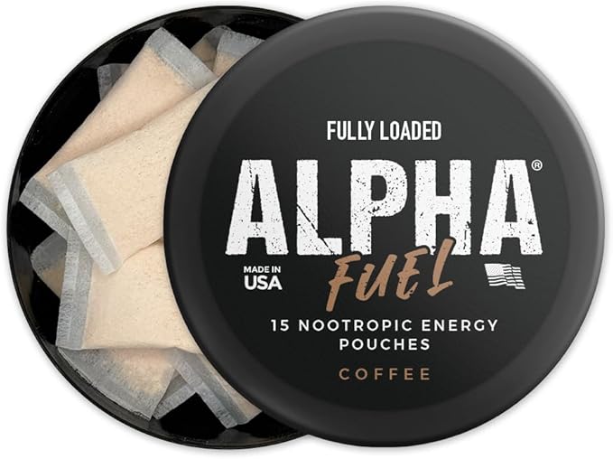 Fully Loaded Alpha Fuel Nootropic Pouches (Coffee Fuel) - Nootropic Energy Pouches with Caffeine, Alpha GPC, Tyrosine, Taurine, Guarana and More