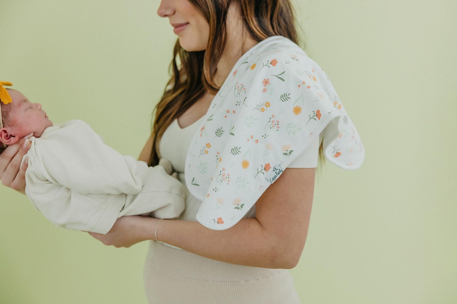 Copper Pearl Premium Baby Burp Cloths - 3-Pack Large Cotton Burp Cloths, Extra Soft Spit Up Rags with 3 Absorbent Layers, Perfect for Baby Girl Gifts (21" x 10" Size, Goosie Set)