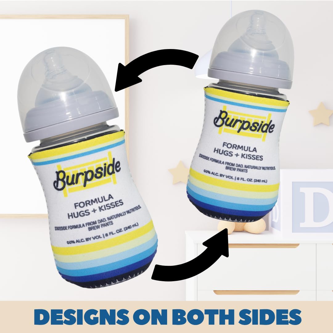 Brew Pants Soft Drink Themed Coozies for Baby Bottles - Funny Gift for New Parents & Baby Showers - (2 Premium Designed Neoprene Coozies + BPA/Lead/Phthalate Free Bottle Included)