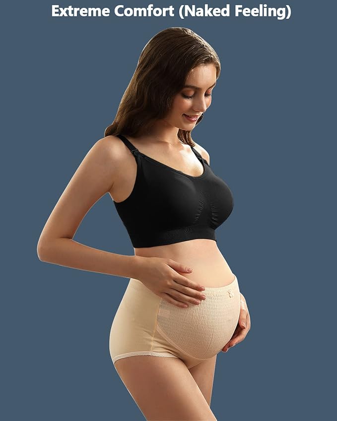 iloveSIA Nursing Bras for Mom Breastfeeding, Seamless Supportive Sleep Bra for Maternity Postpartum S-2XL 3Pack