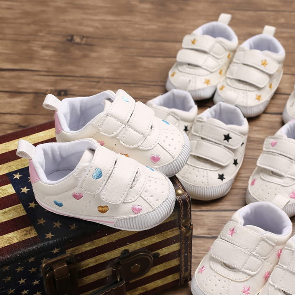 Clowora Baby Boys Girls Shoes Non-Slip Rubber Sole Sneakers Infant First Walking Toddler Crib Shoes Newborn Loafers Flats. (10/Multi-Color,0-6 Months)
