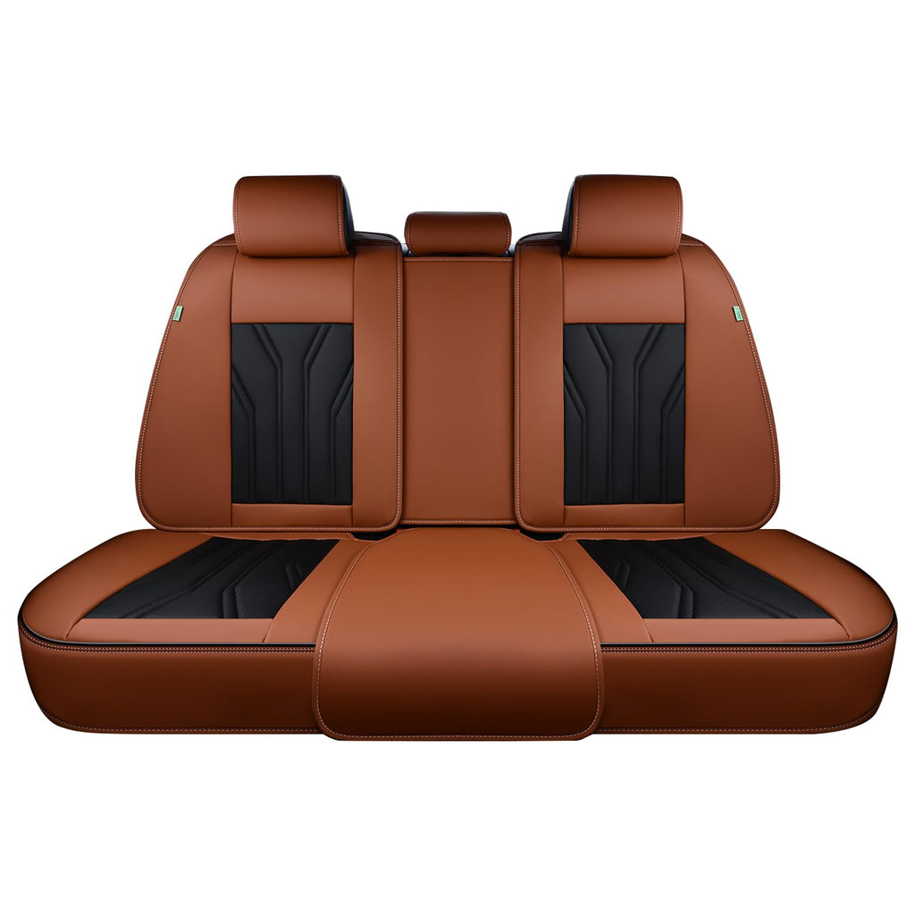 FLORICH Rear Seat Covers Leather Car Seat Covers Waterproof Back Seat Cover Automotive Seat Covers Universal Seat Cushion Protector for Most Cars Trucks SUV-Brown&Black