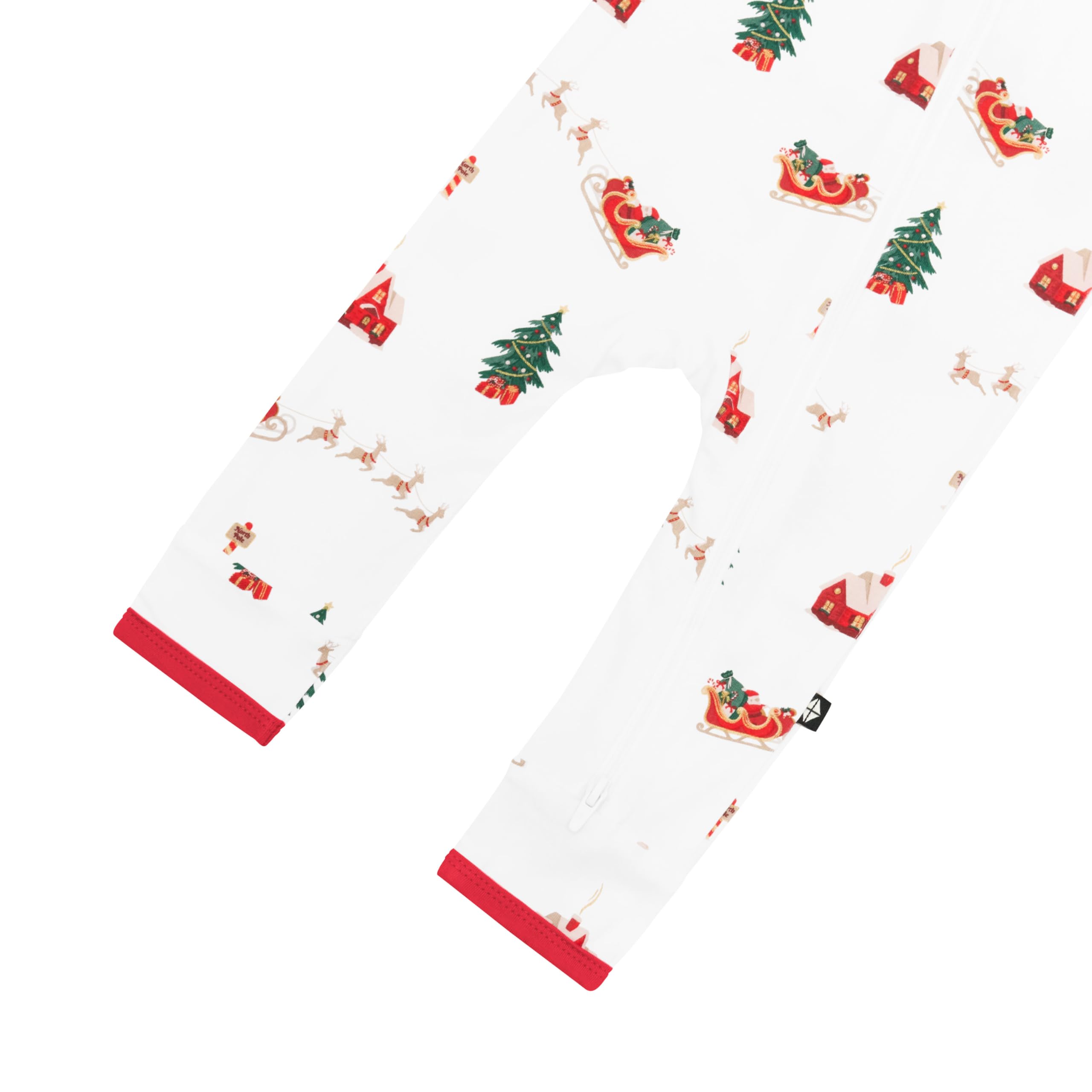 KYTE BABY Soft Bamboo Rayon Rompers, Zipper Closure, (Santa Sleigh, 3T)