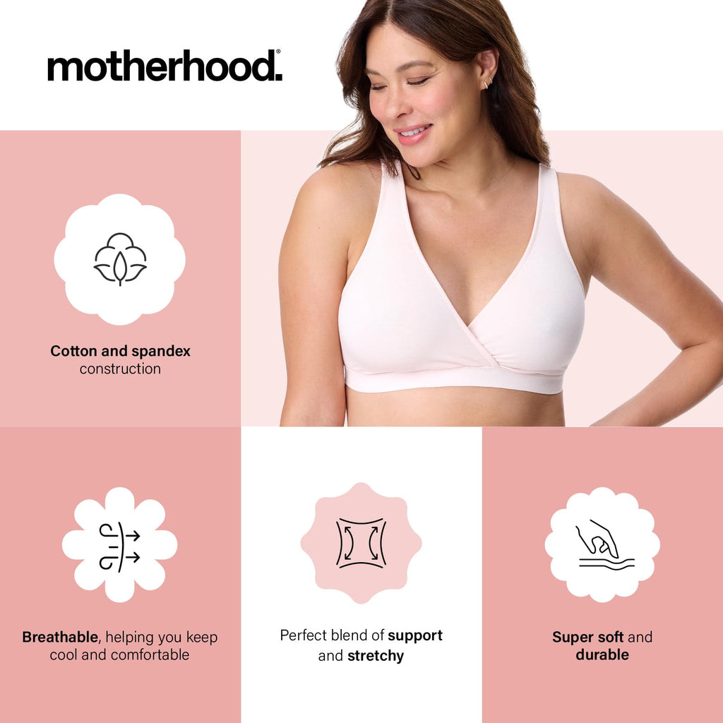 Motherhood Maternity Women’s 2-Pack Wrap Front Nursing Bras, Porcelain Pink/Nutmeg, XXL