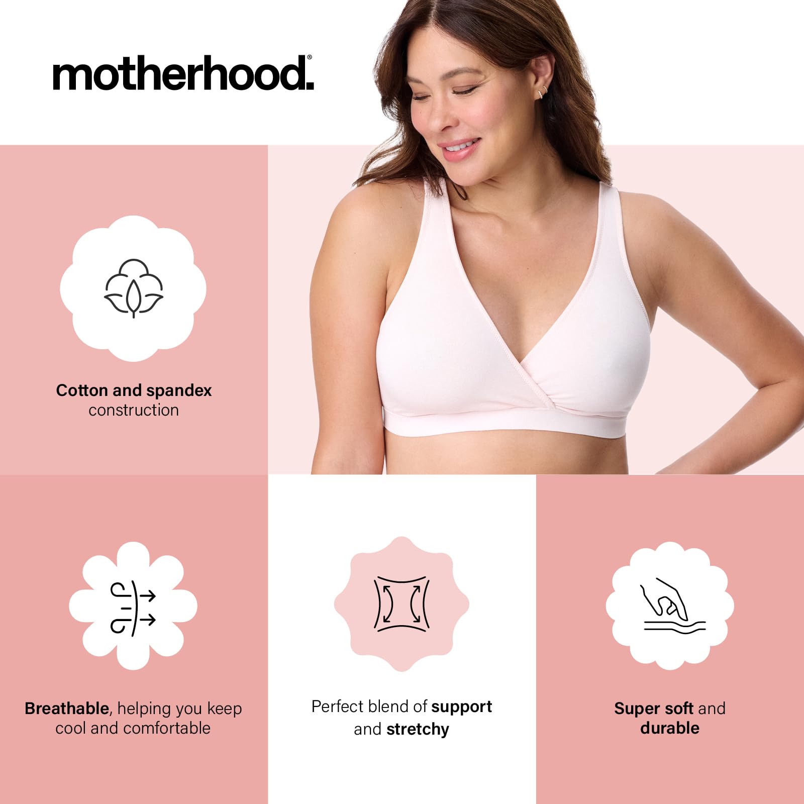 Motherhood Maternity Women’s 2-Pack Wrap Front Nursing Bras, Porcelain Pink/Nutmeg, XXL