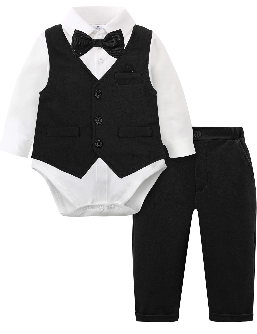 Baby Tuxedo Boys Infant Suits Formal Dress Easter Outfit 9-12 Months Black