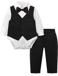 Baby Tuxedo Boys Infant Suits Formal Dress Easter Outfit 9-12 Months Black