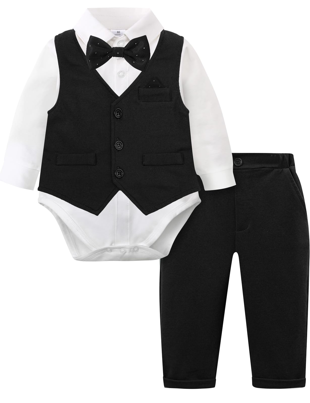 Baby Tuxedo Boys Infant Suits Formal Dress Easter Outfit 9-12 Months Black