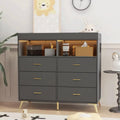 Babevy Changing Table Dresser with Drawers, Baby Dresser with Changing Table Top, Power Outlet, LED Light & Metal Feet, Diaper Changing Station Nursery Organizer for Infants Newborn (Grey)