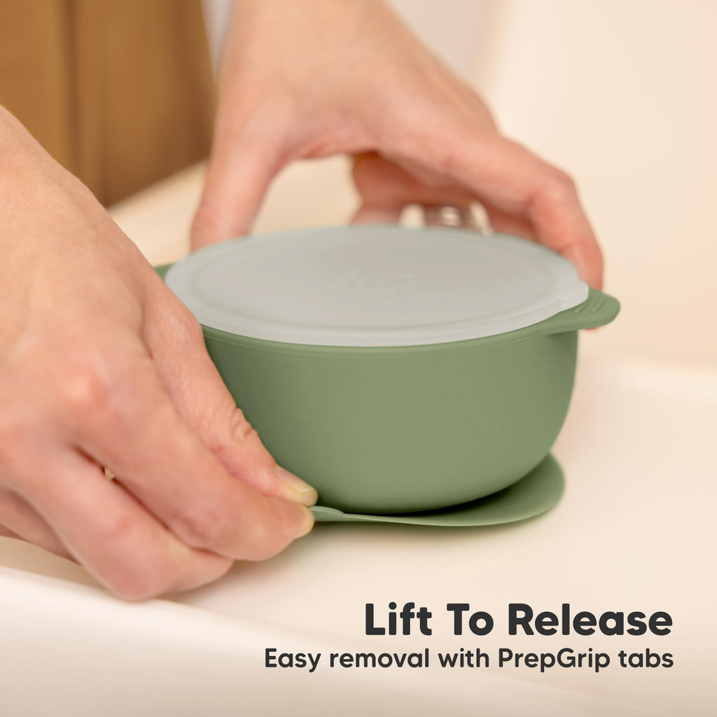 KeaBabies 2-Pack Baby Bowls with Suctions, Lids, BPA-Free Silicone (Slate)