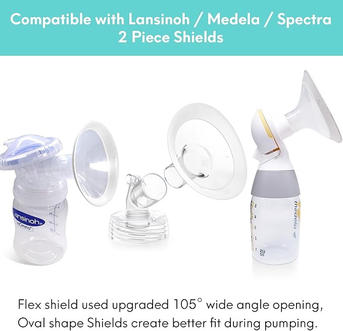 2 Count of 16mm Breast Pump Flanges Compatible with Medela/Lansinoh ComfortFit, Replace Medela PersonalFit Breast Shields, Accessories for Pump in Style Symphony Swing Harmony Freestyle Pump Parts