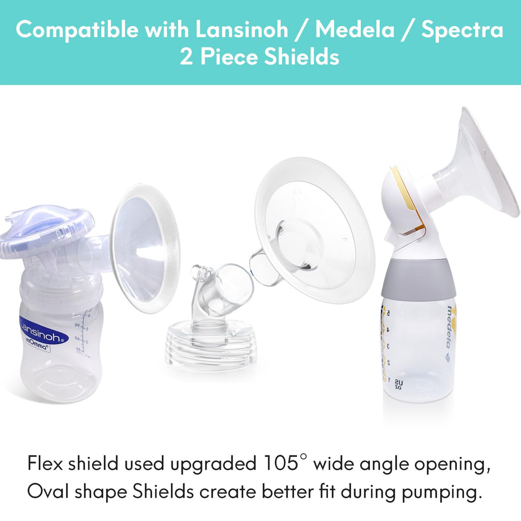 Replace Flanges 2-Pack of 19mm Breast Shields Compatible with Lansinoh, Medela, Spectra Breast Pumps, Pump Parts for Medela Breast Shields Personalfit Flex, Lansinoh Flange Accessories, Spectra Flange