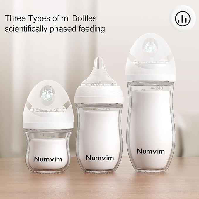 Natural Glass Baby Bottles Gentle & Extra Slow Flow, Newborn Breastfeeding Bottle with Anti Colic Nipple for 0 Months Babies, 3 Packs (Yellow (8 Ounce), 1 Count (Pack of 3))