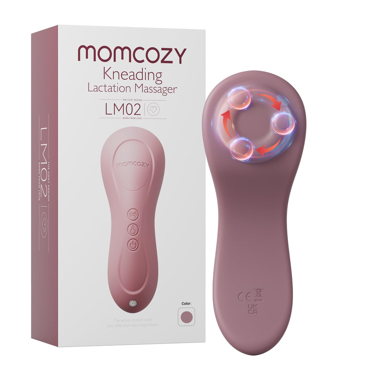 Momcozy Rolling Lactation Massager with Heat, 3-in-1 Design, Cozy Red