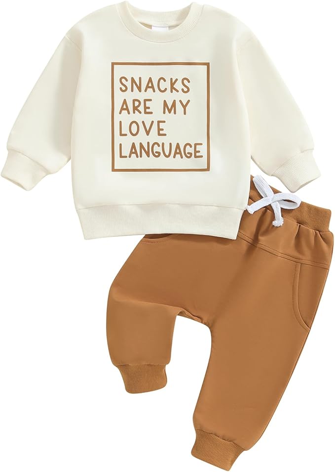 Toddler Baby Boy Fall Winter Outfit Long Sleeve Letter Print Sweatshirts and Jogger Pants Infant Boy Clothes