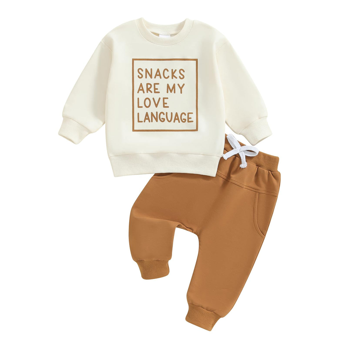 Sejardin Toddler Baby Boy Fall Winter Outfit Long Sleeve Letter Print Sweatshirts and Jogger Pants Infant Boy Clothes (Dads Little Dude Khaki, 12-18 Months)