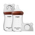 yanyoyo Natural Glass Baby Bottle for Breastfeeding Babies, 3oz Newborn Anti-Colic Baby Bottle with Slow Flow Nipples (SS), Clear, Wide Neck, 2 Pack, 0 Months+