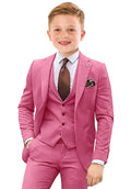 Boys Rose Suits 4 Piece Formal Slim Fit Suit for Boys Wedding Prom Tuxedo Dresswear Blazer Vest Pants Set with Tie Size 14