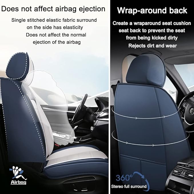 Leather Seat Cover for Ford Edge 2010-2026,Waterproof Soft Seat Covers,Interior Accessories Seat Covers Cushion Vehicle Protector Airbag Compatible(Red&White,Full Set)