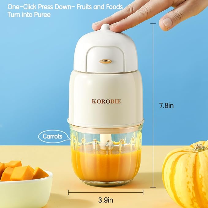 Baby Food Maker - Mini, White; Baby Food Processor for Fresh & Nutritious Meals; Blends Fruits, Veggies, Meats; Easy to Use & Clean; BPA-Free, Dishwasher Safe