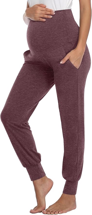 AMPOSH Women's Maternity Pants Stretchy Lounge Workout Pants Casual Loose Comfy Pregnancy Joggers with Pockets