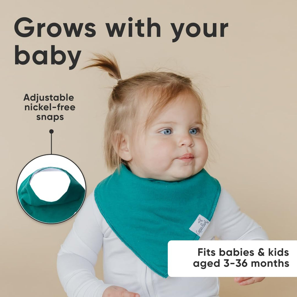 Copper Pearl Baby Bibs for Baby Boy or Girl – Bandana Drool Bibs for Teething, Absorbent Bibs for Eating, Newborn to Toddler, 4 Pack, Jade
