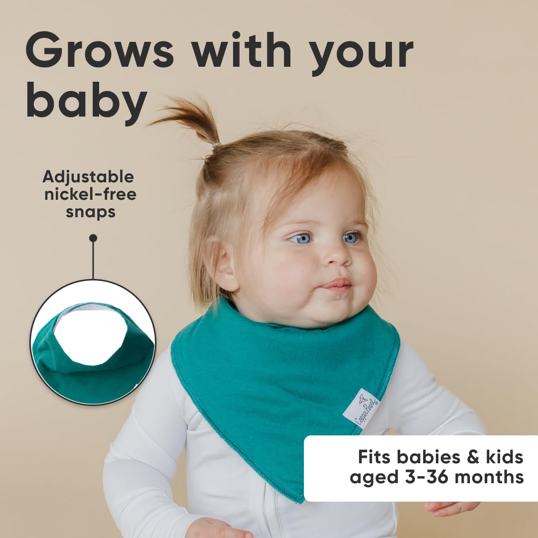 Copper Pearl Baby Bibs for Baby Boy or Girl – Bandana Drool Bibs for Teething, Absorbent Bibs for Eating, Newborn to Toddler, 4 Pack, Jade