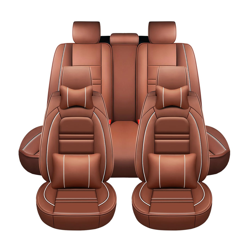 PACKMACH Car Seat Covers for Honda Accord 2003-2025 | 5-Seats Seat Covers, Waterproof Seat Protectors, Automotive Seat Covers (Full Set with Pillow,Coffee)