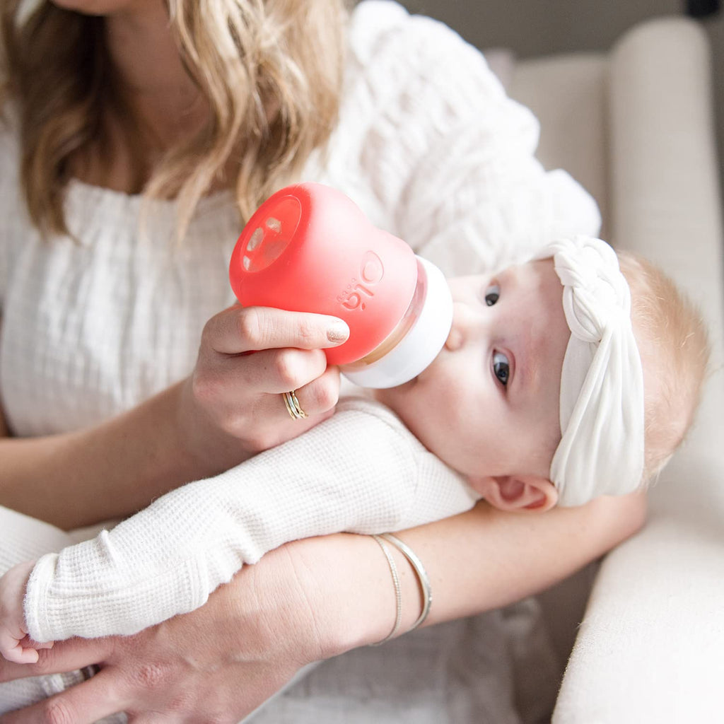Olababy Silicone Sleeve for Avent Natural Glass Baby Bottles (4 oz, Pink)