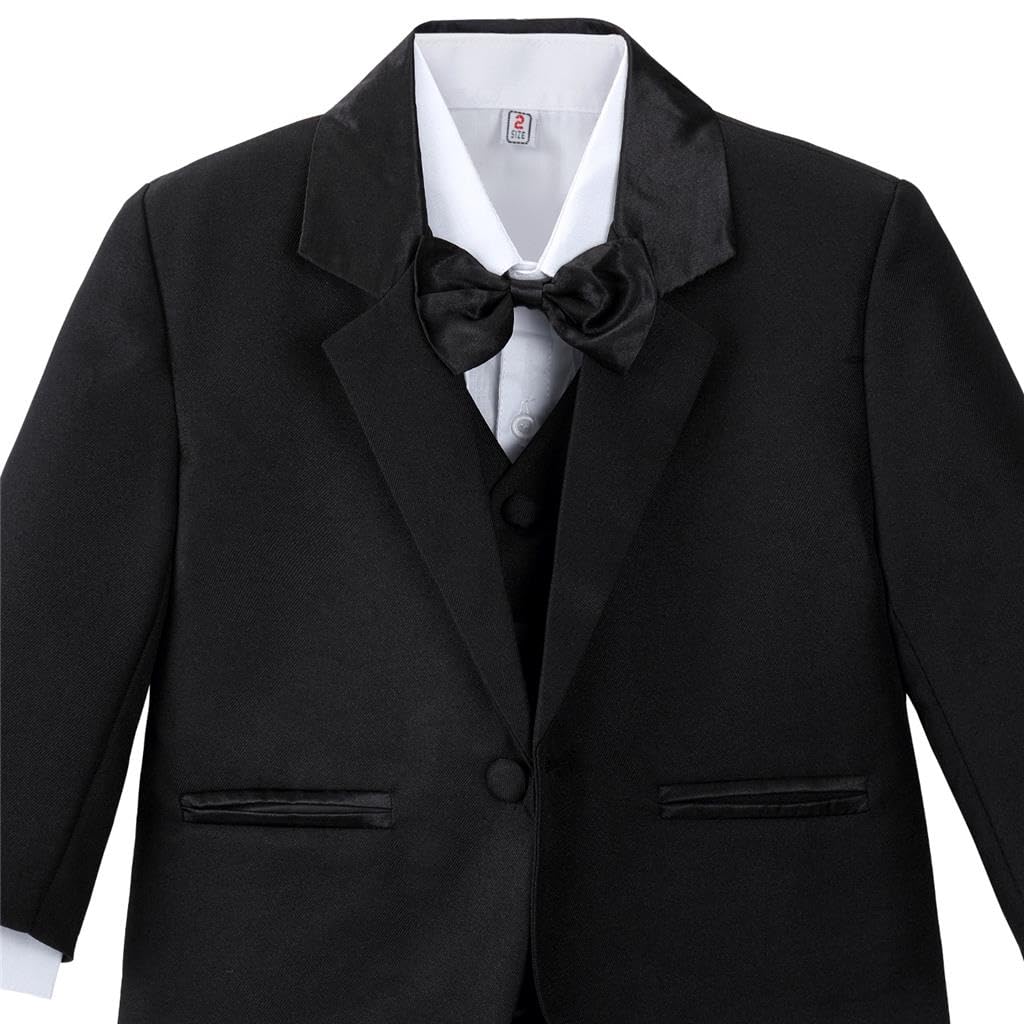 Dressy Daisy Baby Boy 5 Pcs Formal Tuxedo Suits, Black, Size 9 Months