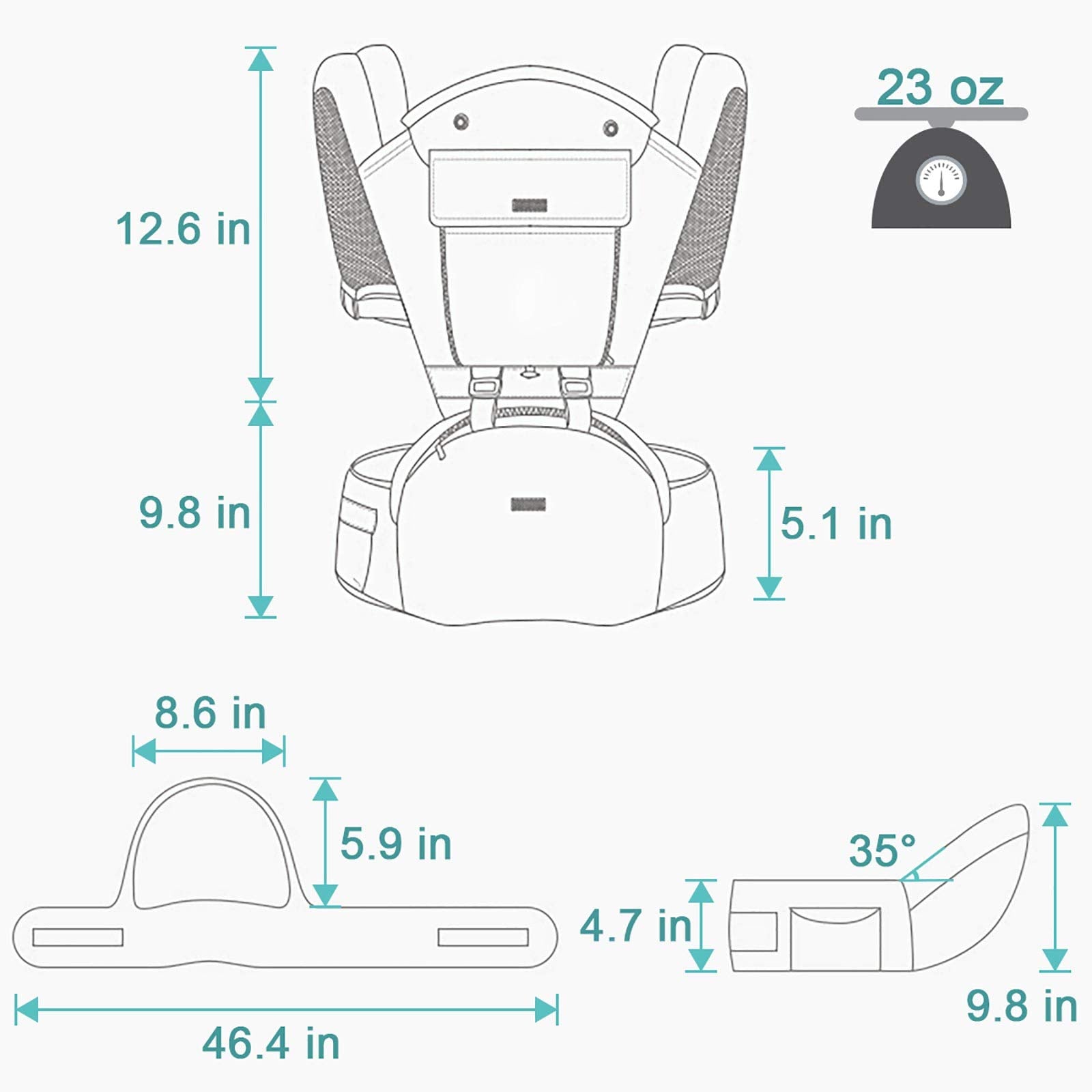 FRUITEAM Safety-Certified Baby Carrier with Hip Seat Newborn to Toddler