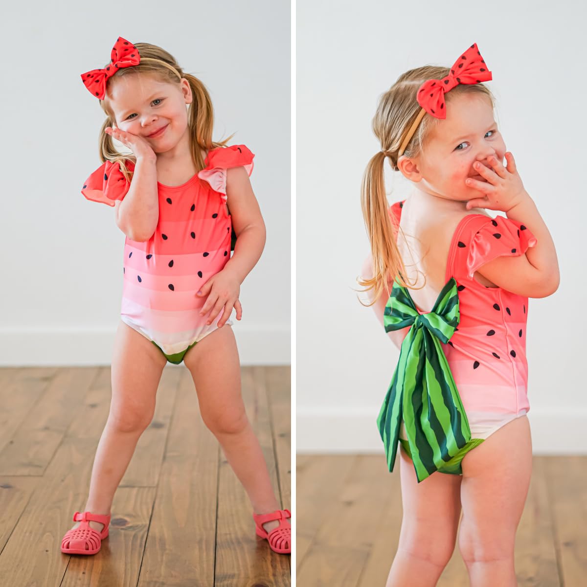HIHA Toddler Girl Swimsuit Bathing Suit Ruffle One Piece Swimwear Sunsuit Watermelon 3-4T