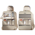 XDV Car Seat Organizers,Multi-functional Back Seat Protectors, Storage Pouches, and Tray Holders (for Cars, Kids, Seat Back and Rear Seats) (Woven Beige, 2 Pcs)