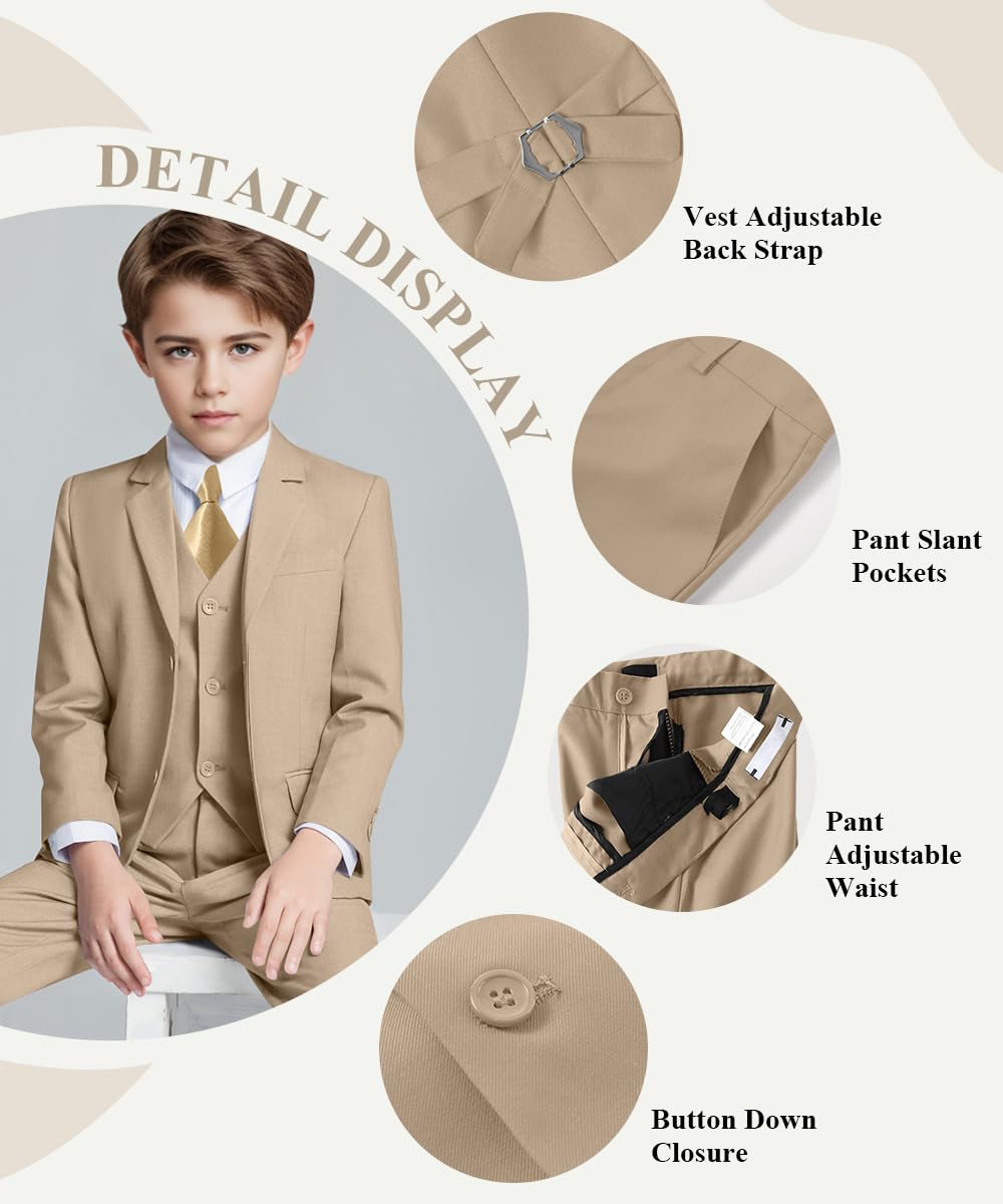 Boy Suits Ring Bearer Outfit Kids Tuxedo Suit for Boys Champagne Size 2T