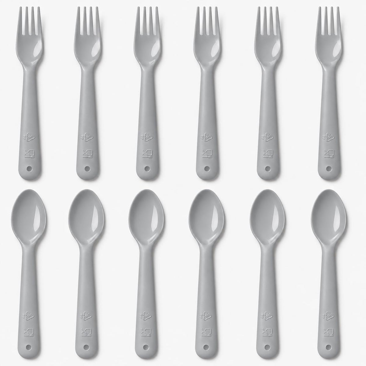 Muulaii 12 Pcs Kids Forks and Spoons, Plastic Kids Utensils Set, Blue