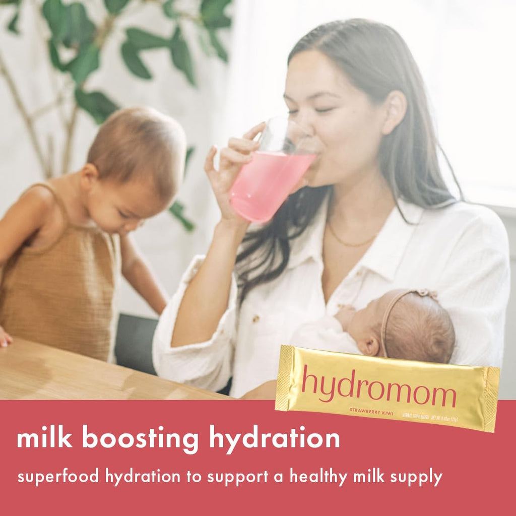 Boobie Hydromom Superfood Electrolyte Drink Mix, Strawberry Kiwi | Refreshing Energy & Hydration Boost for Mamas | On-The-Go & Travel Essentials for Pregnancy, Lactation, & Beyond, 10 Packets
