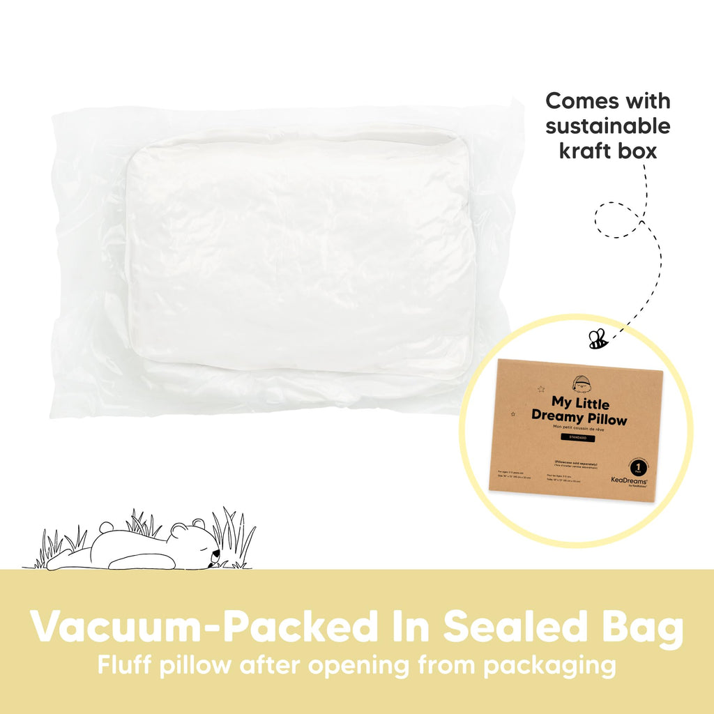 KeaBabies 1pk Toddler Pillows 2 Year Old to 5,13x18 Kids Pillow(Soft White)