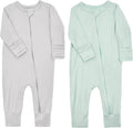 Aablexema Baby Footless Pajamas Zipper with Mitten, Rayon from Bamboo, Infant Long Sleeve Romper Pjs