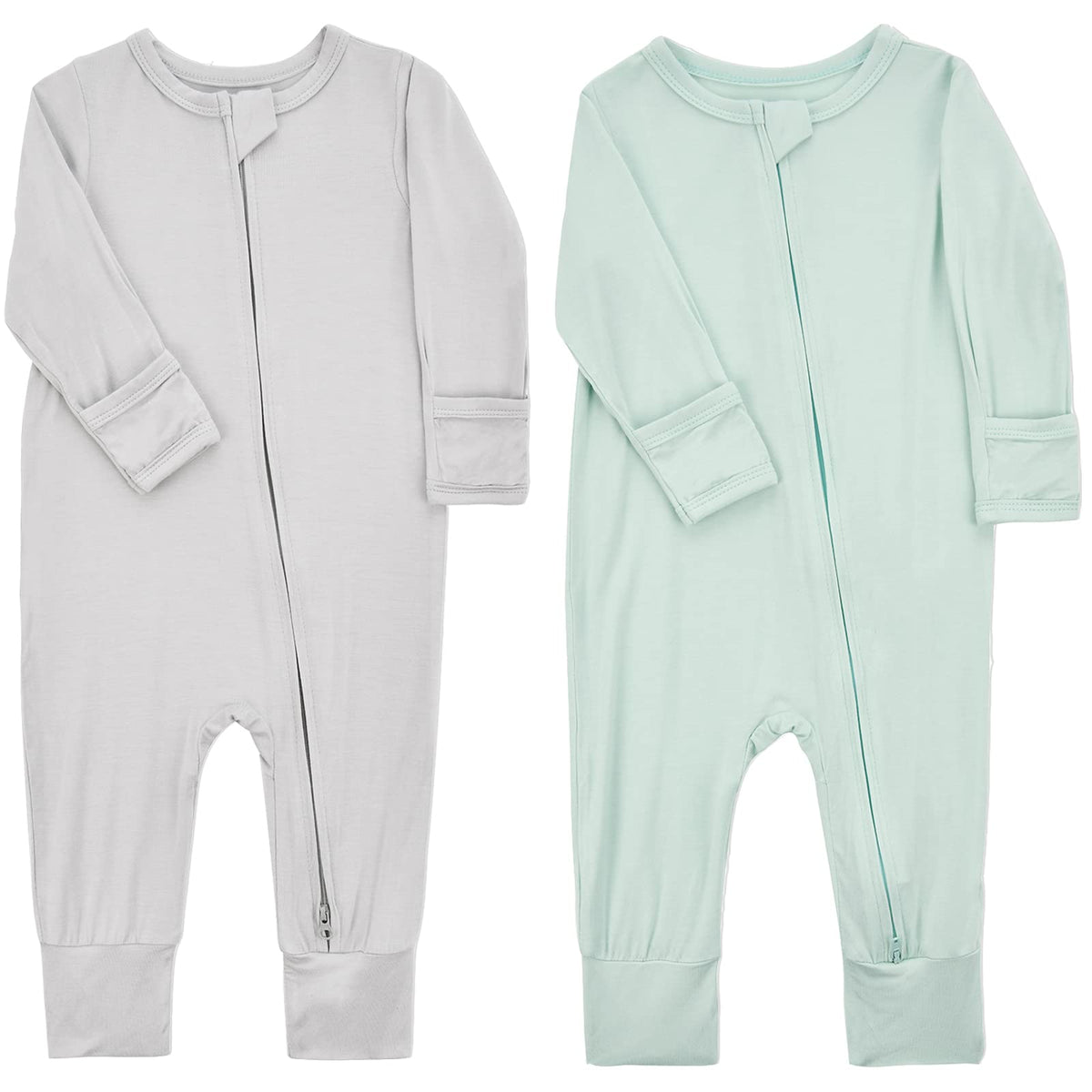 Aablexema Rayon of Bamboo Baby Footless Pajamas(Coral&Pinkpurple,0-3M)