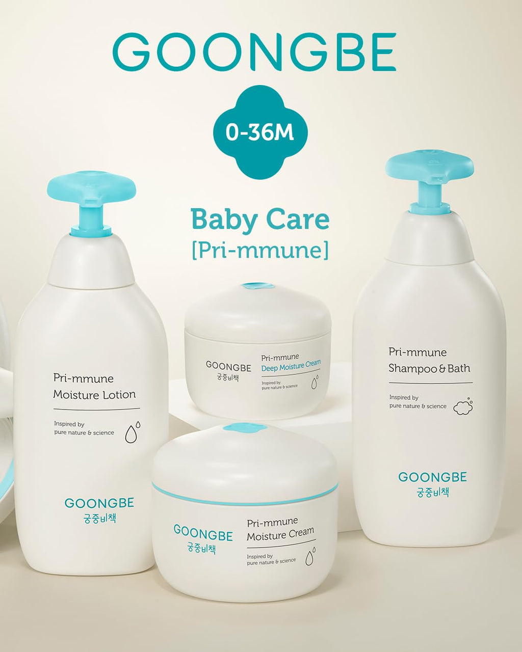 GOONGBE Pri-mmune Moisturizing Cream 2 Pack - Korean Face & Body Cream with Shea Butter for Dry Sensitive Skin - Hypoallergenic 72 Hour Hydration, Non-Sticky, 6.1 oz x 2