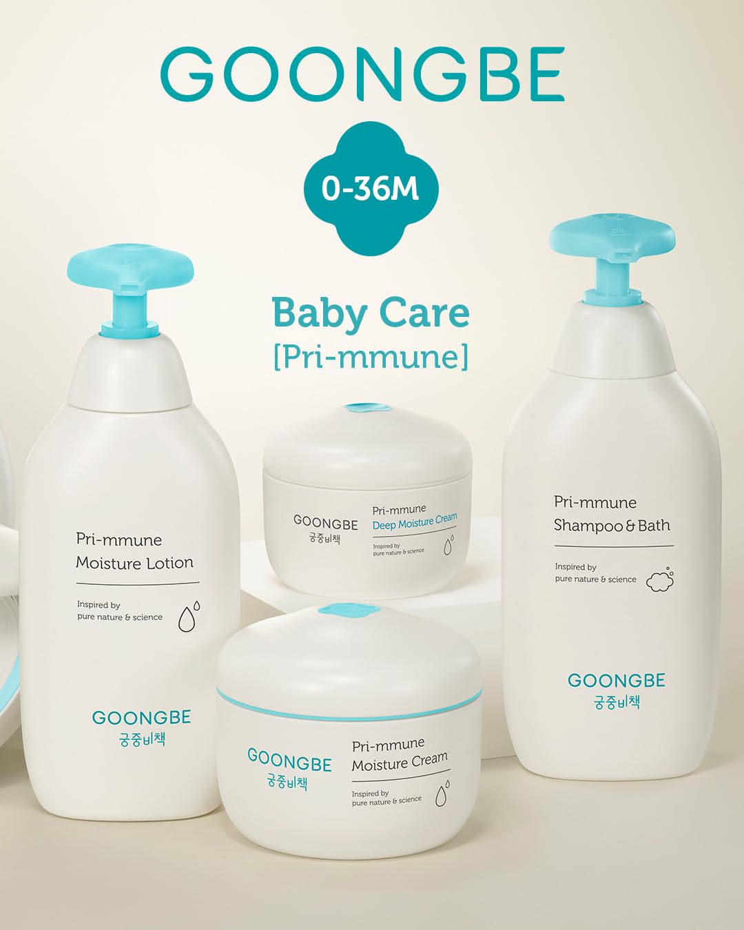 GOONGBE Pri-mmune Moisturizing Cream 2 Pack - Korean Face & Body Cream with Shea Butter for Dry Sensitive Skin - Hypoallergenic 72 Hour Hydration, Non-Sticky, 6.1 oz x 2