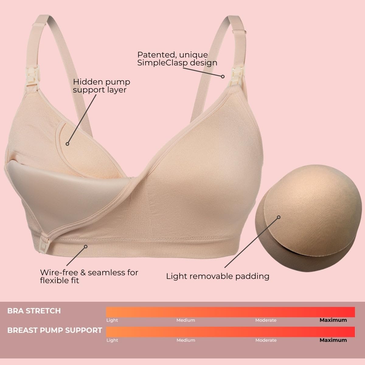 Simple Wishes Pumping Bra Hands Free, Nursing Bra for Breastfeeding