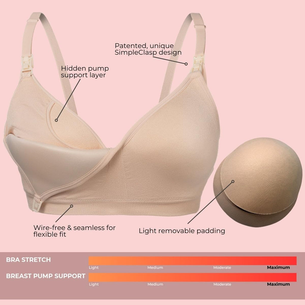 Simple Wishes Pumping Bra Hands Free, Nursing Bra for Breastfeeding