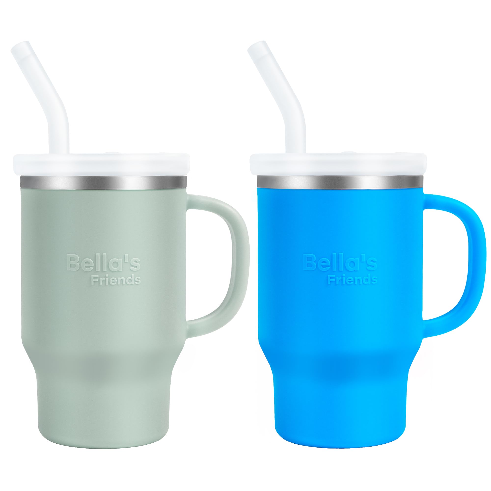 Handy Mini Tumbler, 9 oz Sippy Cups for Toddlers 1-3, Stainless Interior, Leak‑Proof Toddler Cups, Birthday Gifts for 1 Year Old Girls Boys, Baby Girl Daycare Essentials with Name Stickers, 2 Pack