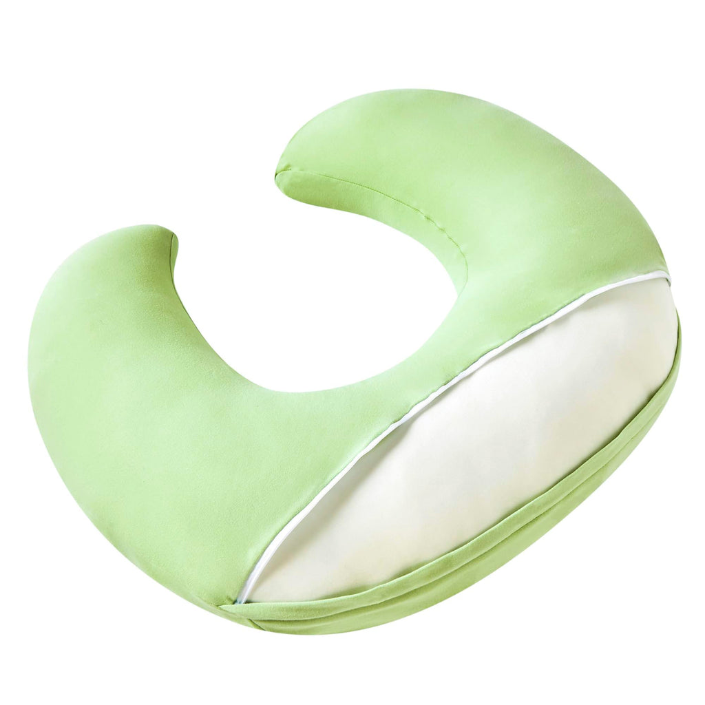 QUENESS Nursing Pillow, Plus Size Breastfeeding Pillow Original Support for Baby Boys Girls Breastfeeding Essentials, with Removable Soft Cotton Cover (Light Green, Large (25.59*20.08*6.30 Inches))