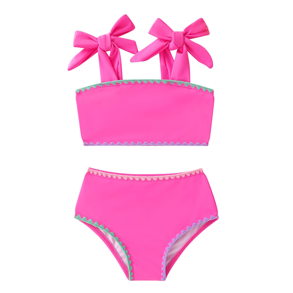 YOUNGER TREE Toddler Girls Two Pieces Swimsuit Color Block Stripe Swimwear Summer Beach Bathing Suit